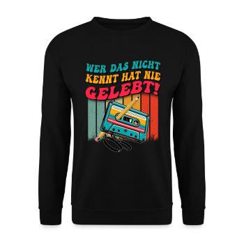 Kassetten Player Mixtape Musik 80er Vintage Retro - Unisex Pullover - Schwarz - Vorne - Alina (178cm) & Michal (187cm)