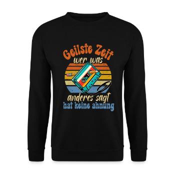 Kassetten Player Mixtape Musik 80er Vintage Retro - Unisex Pullover - Schwarz - Vorne - Alina (178cm) & Michal (187cm)