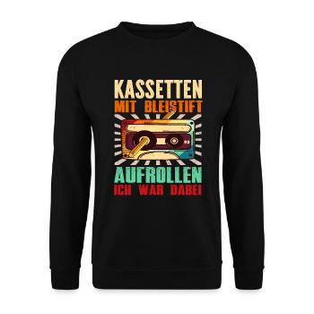 Kassetten Player Mixtape Musik 80er Vintage Retro - Unisex Pullover - Schwarz - Vorne - Alina (178cm) & Michal (187cm)