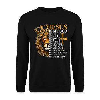 Löwe Des Juda -Glaubens An Christian Christian - Unisex Pullover - Schwarz - Vorne - Alina (178cm) & Michal (187cm)