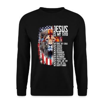 Löwe Des Juda -Glaubens An Christian Christian - Unisex Pullover - Schwarz - Vorne - Alina (178cm) & Michal (187cm)