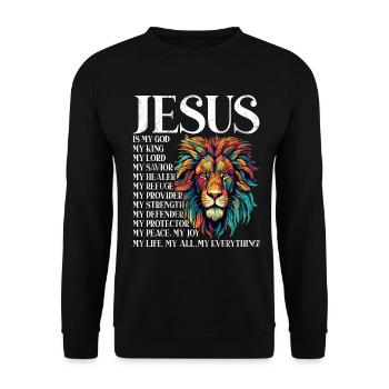 Löwe Des Juda -Glaubens An Christian Christian - Unisex Pullover - Schwarz - Vorne - Alina (178cm) & Michal (187cm)
