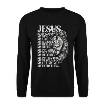 Löwe Des Juda -Glaubens An Christian Christian - Unisex Pullover - Schwarz - Vorne - Alina (178cm) & Michal (187cm)