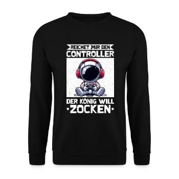 Hands me the controller the king wants to gamble - Unisex Sweatshirt - black - Front - Alina (178cm) & Michal (187cm)