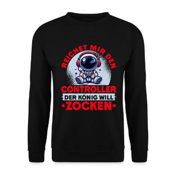 Hands me the controller the king wants to gamble - Unisex Sweatshirt - black - Front - Alina (178cm) & Michal (187cm)