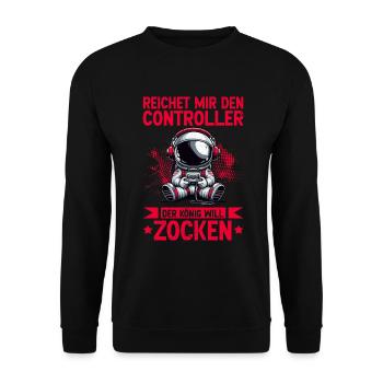 Il me tend la manette que le roi veut jouer - Sweat-shirt Unisexe - noir - Devant - Alina (178cm) & Michal (187cm)