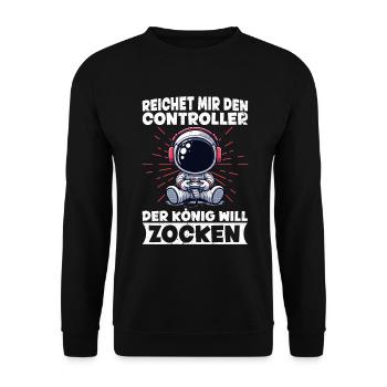 Hands me the controller the king wants to gamble - Unisex Sweatshirt - black - Front - Alina (178cm) & Michal (187cm)