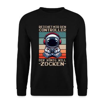 Hands me the controller the king wants to gamble - Unisex Sweatshirt - black - Front - Alina (178cm) & Michal (187cm)
