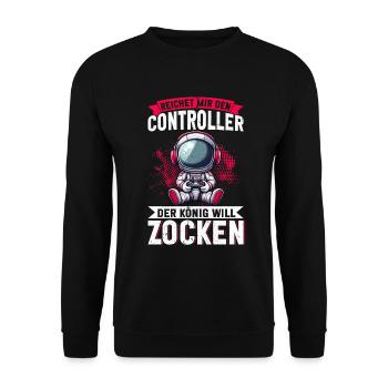 Hands me the controller the king wants to gamble - Unisex Sweatshirt - black - Front - Alina (178cm) & Michal (187cm)