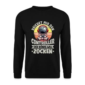 Hands me the controller the king wants to gamble - Unisex Sweatshirt - black - Front - Alina (178cm) & Michal (187cm)