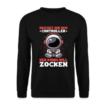 Hands me the controller the king wants to gamble - Unisex Sweatshirt - black - Front - Alina (178cm) & Michal (187cm)