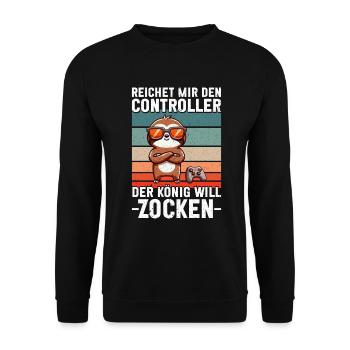 Elle me tend la manette, la reine veut jouer - Sweat-shirt Unisexe - noir - Devant - Alina (178cm) & Michal (187cm)