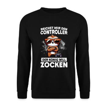 Hands me the controller, the queen wants to play - Unisex Sweatshirt - black - Front - Alina (178cm) & Michal (187cm)