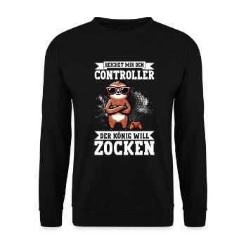 Hands me the controller, the queen wants to play - Unisex Sweatshirt - black - Front - Alina (178cm) & Michal (187cm)