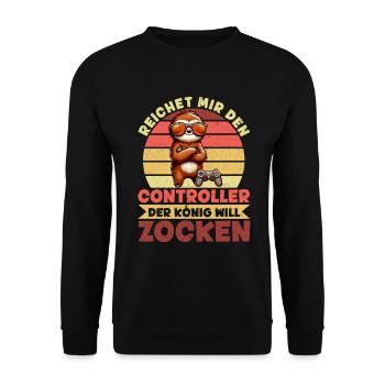 Hands me the controller, the queen wants to play - Unisex Sweatshirt - black - Front - Alina (178cm) & Michal (187cm)