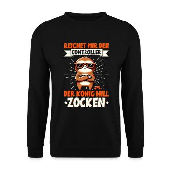 Elle me tend la manette, la reine veut jouer - Sweat-shirt Unisexe - noir - Devant - Alina (178cm) & Michal (187cm)