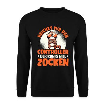 Hands me the controller, the queen wants to play - Unisex Sweatshirt - black - Front - Alina (178cm) & Michal (187cm)