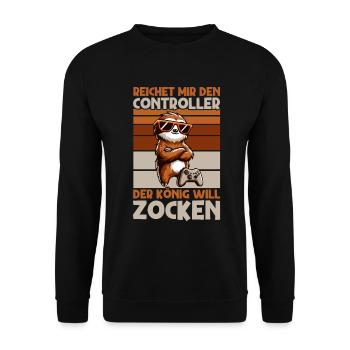 Elle me tend la manette, la reine veut jouer - Sweat-shirt Unisexe - noir - Devant - Alina (178cm) & Michal (187cm)