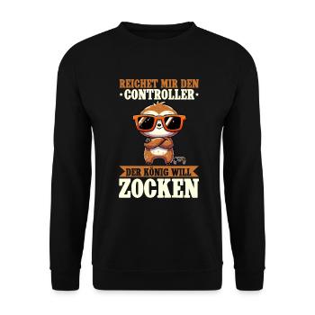 Hands me the controller, the queen wants to play - Unisex Sweatshirt - black - Front - Alina (178cm) & Michal (187cm)