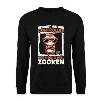 Hands me the controller, the queen wants to play - Unisex Sweatshirt - black - Front - Alina (178cm) & Michal (187cm)