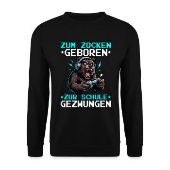 Nés pour jouer, forcés d’aller à l’école, ours - Sweat-shirt Unisexe - noir - Devant - Alina (178cm) & Michal (187cm)