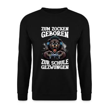 Nés pour jouer, forcés d’aller à l’école, ours - Sweat-shirt Unisexe - noir - Devant - Alina (178cm) & Michal (187cm)