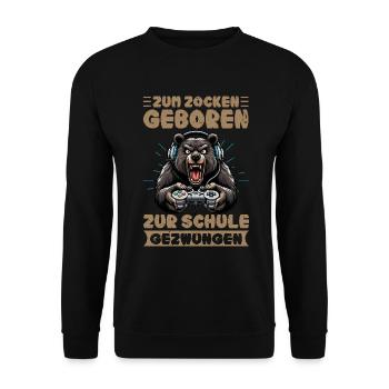 Nés pour jouer, forcés d’aller à l’école, ours - Sweat-shirt Unisexe - noir - Devant - Alina (178cm) & Michal (187cm)