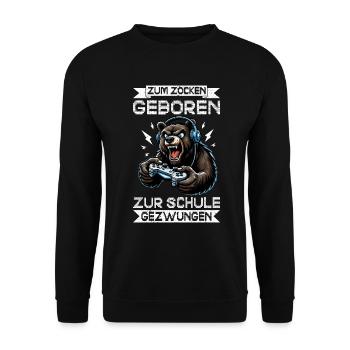 Nés pour jouer, forcés d’aller à l’école, ours - Sweat-shirt Unisexe - noir - Devant - Alina (178cm) & Michal (187cm)