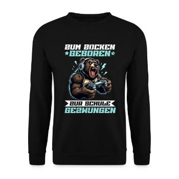 Nés pour jouer, forcés d’aller à l’école, ours - Sweat-shirt Unisexe - noir - Devant - Alina (178cm) & Michal (187cm)