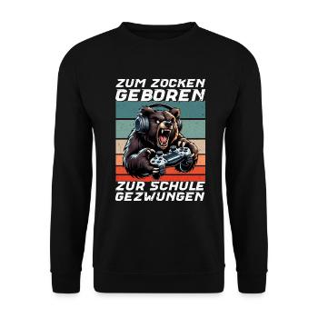 Nés pour jouer, forcés d’aller à l’école, ours - Sweat-shirt Unisexe - noir - Devant - Alina (178cm) & Michal (187cm)