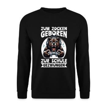 Nés pour jouer, forcés d’aller à l’école, ours - Sweat-shirt Unisexe - noir - Devant - Alina (178cm) & Michal (187cm)