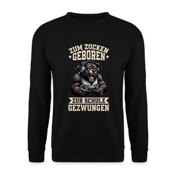 Nés pour jouer, forcés d’aller à l’école, ours - Sweat-shirt Unisexe - noir - Devant - Alina (178cm) & Michal (187cm)