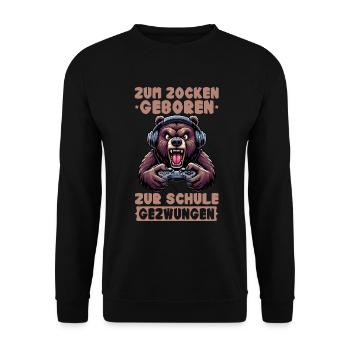 Nés pour jouer, forcés d’aller à l’école, ours - Sweat-shirt Unisexe - noir - Devant - Alina (178cm) & Michal (187cm)