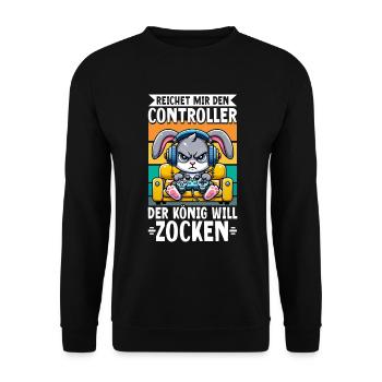 Hands me the controller the king wants to gamble - Unisex Sweatshirt - black - Front - Alina (178cm) & Michal (187cm)