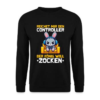 Hands me the controller the king wants to gamble - Unisex Sweatshirt - black - Front - Alina (178cm) & Michal (187cm)