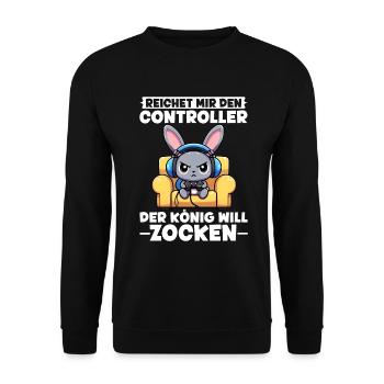 Hands me the controller the king wants to gamble - Unisex Sweatshirt - black - Front - Alina (178cm) & Michal (187cm)