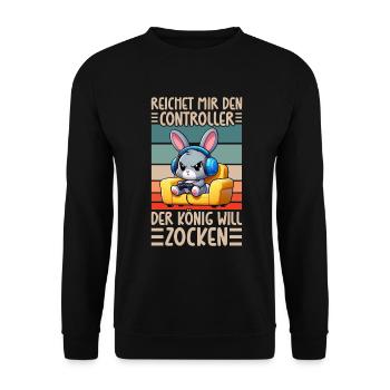 Hands me the controller the king wants to gamble - Unisex Sweatshirt - black - Front - Alina (178cm) & Michal (187cm)