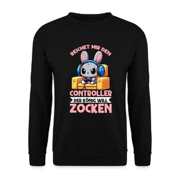 Hands me the controller the king wants to gamble - Unisex Sweatshirt - black - Front - Alina (178cm) & Michal (187cm)