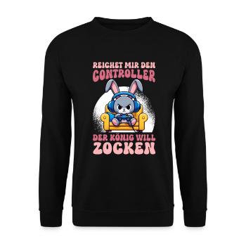 Hands me the controller the king wants to gamble - Unisex Sweatshirt - black - Front - Alina (178cm) & Michal (187cm)