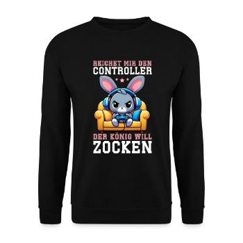 Hands me the controller the king wants to gamble - Unisex Sweatshirt - black - Front - Alina (178cm) & Michal (187cm)