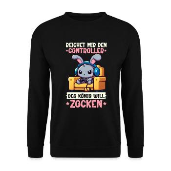 Hands me the controller the king wants to gamble - Unisex Sweatshirt - black - Front - Alina (178cm) & Michal (187cm)