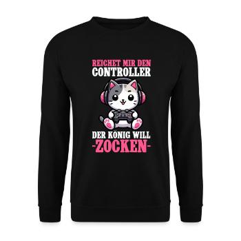Il me tend la manette que le roi veut jouer - Sweat-shirt Unisexe - noir - Devant - Alina (178cm) & Michal (187cm)