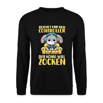 Hands me the controller the king wants to gamble - Unisex Sweatshirt - black - Front - Alina (178cm) & Michal (187cm)