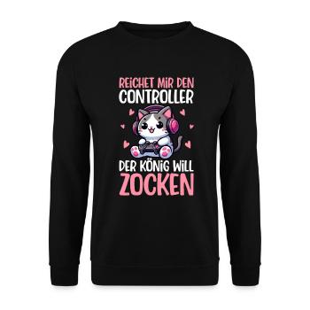 Il me tend la manette que le roi veut jouer - Sweat-shirt Unisexe - noir - Devant - Alina (178cm) & Michal (187cm)