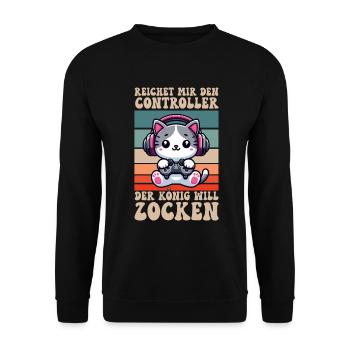Il me tend la manette que le roi veut jouer - Sweat-shirt Unisexe - noir - Devant - Alina (178cm) & Michal (187cm)