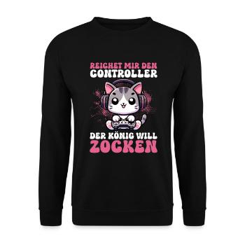 Il me tend la manette que le roi veut jouer - Sweat-shirt Unisexe - noir - Devant - Alina (178cm) & Michal (187cm)