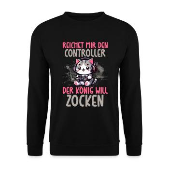 Il me tend la manette que le roi veut jouer - Sweat-shirt Unisexe - noir - Devant - Alina (178cm) & Michal (187cm)