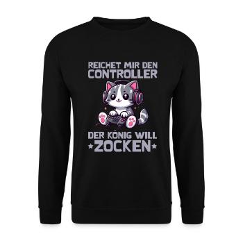 Il me tend la manette que le roi veut jouer - Sweat-shirt Unisexe - noir - Devant - Alina (178cm) & Michal (187cm)