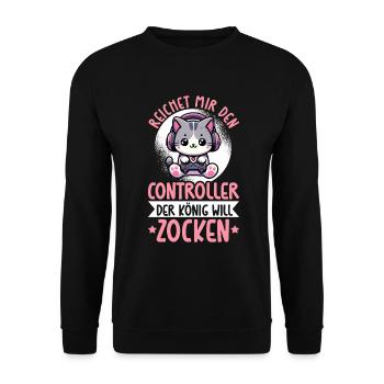 Il me tend la manette que le roi veut jouer - Sweat-shirt Unisexe - noir - Devant - Alina (178cm) & Michal (187cm)