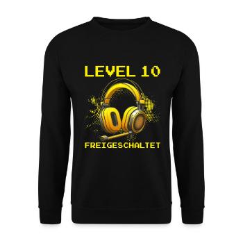 Level 10 Freigeschaltet Gaming Geburtstag PC - Unisex Pullover - Schwarz - Vorne - Alina (178cm) & Michal (187cm)